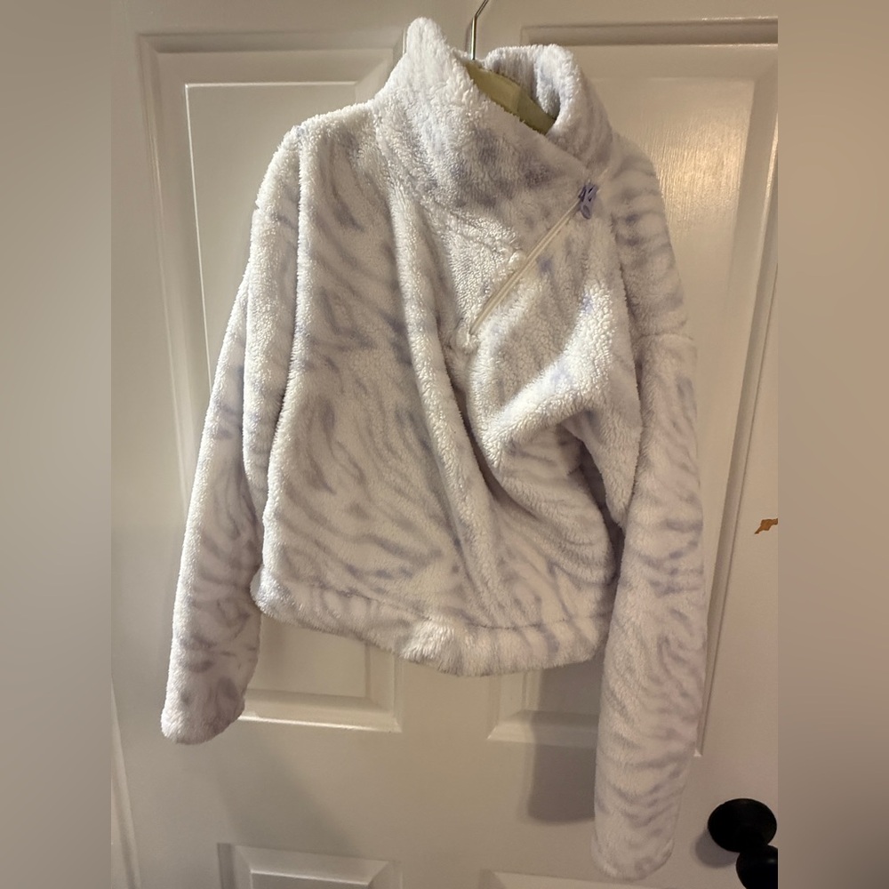 Cozy White and Purple Fleece Jacket
